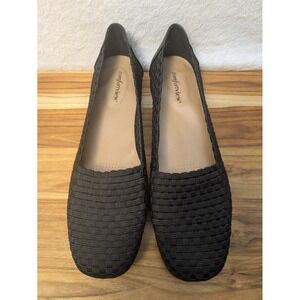 Comfortview Women's Size 12 M Bethany Black Woven Fabric Slip On Shoes Stretchy